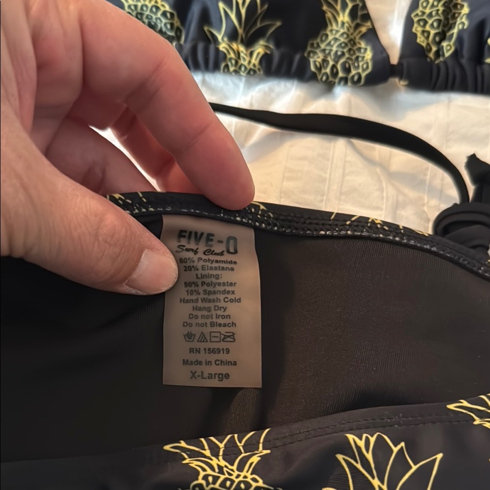 Pineapple Print Black Bikini - Picture 2 of 5